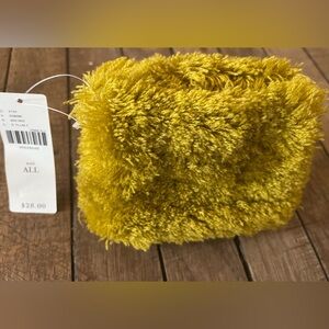 Anthropologie Jasper and Jeera coin purse fuzzy yellow carpet material BNWT